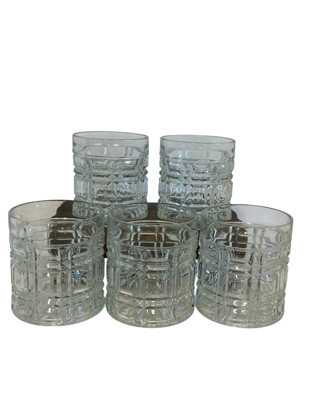 Clear Pressed Glass Low Ball Old Fashion Bar Glass Lot of 5